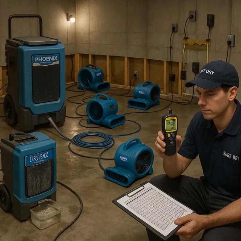 Structural Drying and Dehumidification process in Benbrook, TX